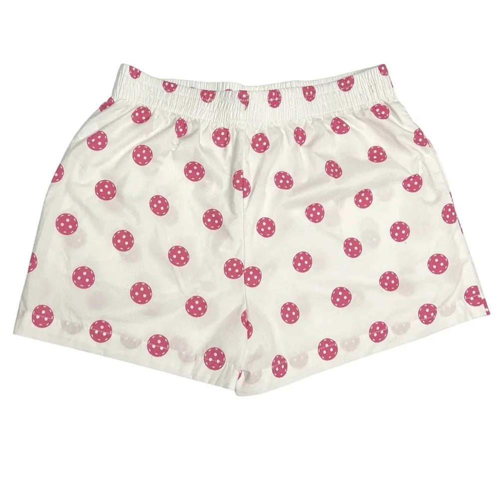 Happily Grey Pickleball Pajama Shorts Small Pink 100% Cotton‎ Lounge Sleep EUC